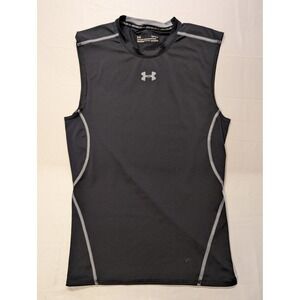 Under Armour Mens Large HeatGear Compression Tank Black Sleeveless  Workout Gym